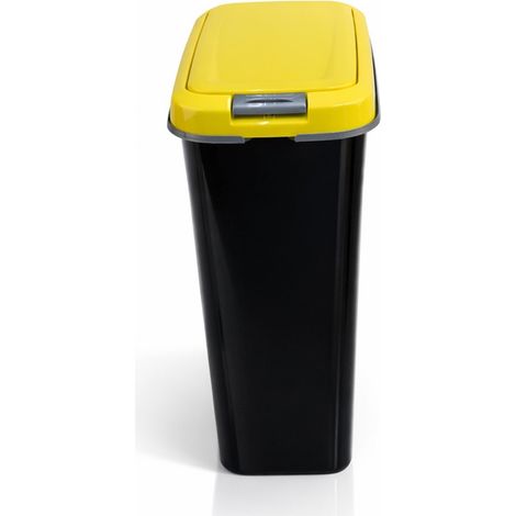 JARDIN202 - Cubo de Basura con Tapadera Basculante - 15L / 25L / 30L / 50L - Papelera Ideal para Cocina, Baño y Oficina 25 L (Amarillo - Negro)
