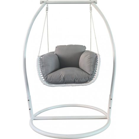 Dondolo singolo in metallo resistente con seduta imbottita e struttura stabile 105x156x105 cm Quera
