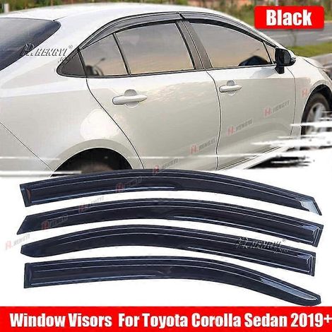 Déflecteurs de pluie teintés avec garniture noire pour vitres de Toyota Corolla Sedan 2019-2023 (4 pièces) (1/5)