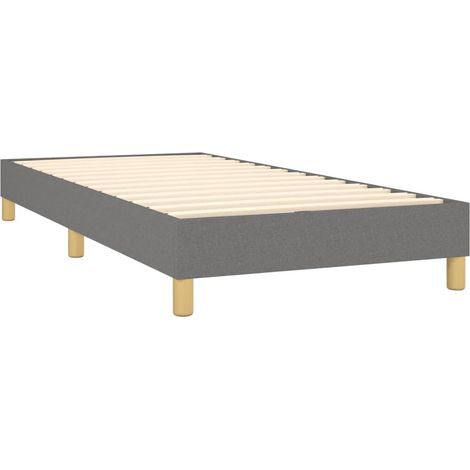 Somier de láminas sobre patas estructura de cama 90x200 cm tela gris oscuro TDL0207097