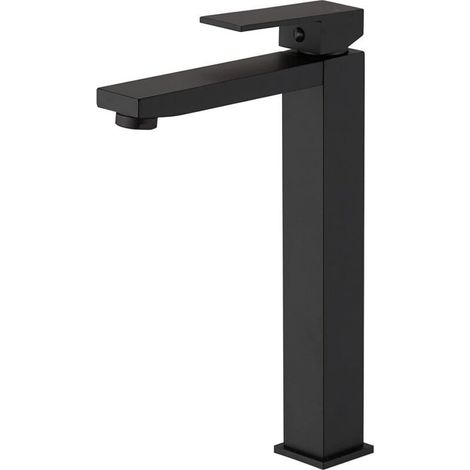 Mitigeur Lavabo Noir Mat Bec 22cm Acier Inoxydable 304 Aérateur Anti-Éclaboussures Installation Facile