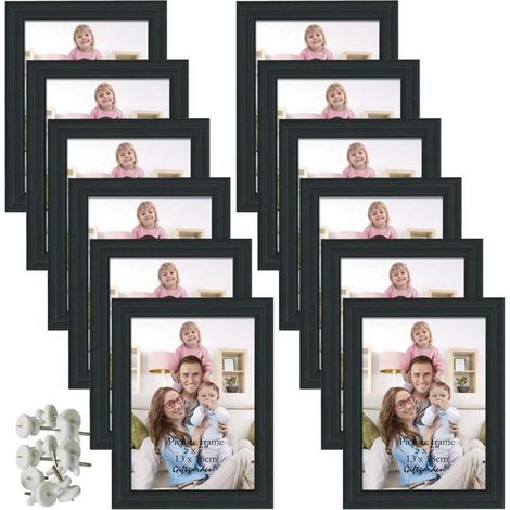 12x Bilderrahmen Set 13x18 cm Schwarz Fotorahmen Collage (1/5)
