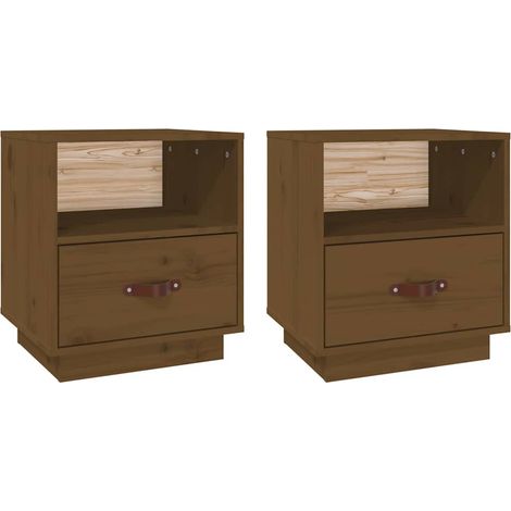 Maison Exclusive - Comodini 2 pz ambra 40x34x45 cm in Legno Massello di Pino (1/5)