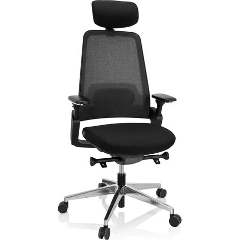 Chaise de bureau / Fauteuil pivotant BRACIO Tissu noir hjh OFFICE