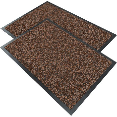 Lot de 2 Tapis de Porte Paillasson d'Entrée Intérieur et Extérieur Tapis d’entrée Imperméable Lavable Tapis Antidérapant et Anti-Poussière 40x60cm Marron Foncé (1/5)