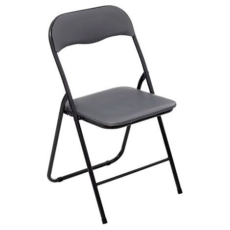 Ac-Deco – Chaise pliante grise en acier et PVC – Dimensions 44 x 45 x 79 cm – Hauteur d'assise 43 cm – Léger et facile à transporter