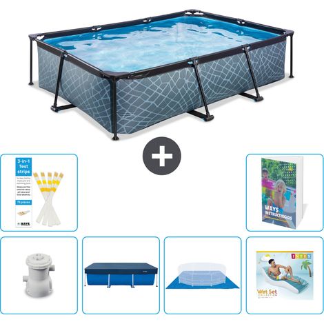 Exit Pool Rechteckig - Steinoptik - 300x200x65 cm - 7-teilig S322