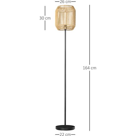 Lampadaire sur pied salon abat-jour en corde de papier design naturel base E27 Max. 40W - Ø 26 x 164H cm (1/5)
