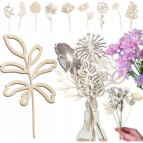 Holzblume aus Sperrholz. Dekoration für Blumensträuße. Künstliche Vasenblume, 1 Stück. (1/5)