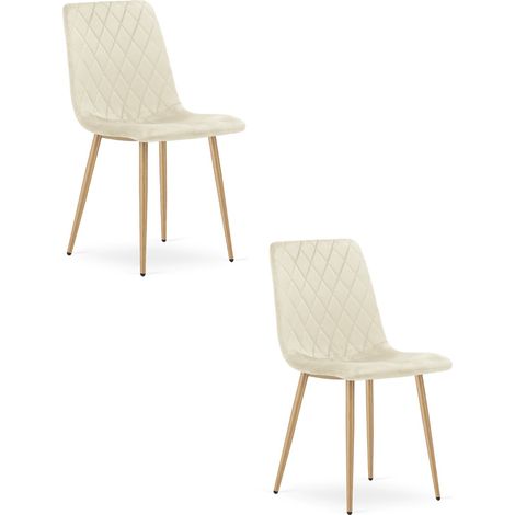 Set di 2 sedie Turin in velluto beige con gambe effetto legno (1/5)