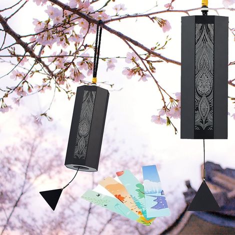 Carillons éoliens de jardin, carillons éoliens pour l'extérieur avec 5 pendules carillon méditation à 8 notes avec corde suspendue pour jardin terrasse balcon véranda intérieur extérieur (1/5)