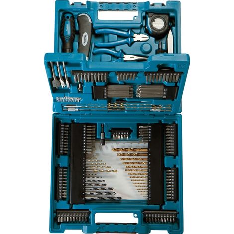 Makita – Coffret 200 pièces D37194 – Accessoires perceuse visseuse – Forets métal, bois, maçonnerie – Packaging rigide pour rangement facile (1/10)