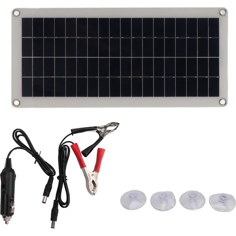Chargeur de batterie solaire portable 20 W pour voiture, moto et camping-car. Kit de charge d'entretien solaire pour voiture, moto et camping-car.