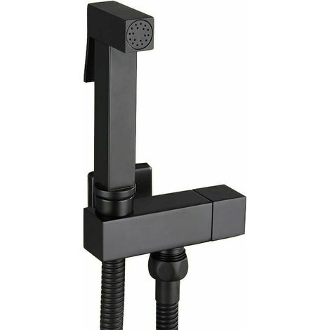 Doccetta bidet in ottone nero – Doccetta bidet portatile con supporto a parete – Tubo flessibile in acciaio inox da 150 cm – Igiene personale -Crezuo