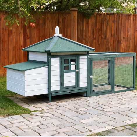 SunJet Poulailler, abri pour poules, cottage en bois massif 196L x 76l - Réf. S2QCPF8KPLDM (1/5)