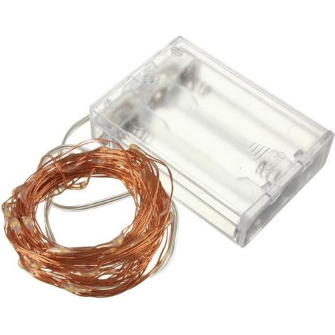 50LED 5M Guirlande Lumière à Piles Fil Cuivre Noël Déco BLANC CHAUD (1/2)