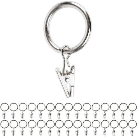 Clip per tende con anelli - 30 pezzi color argento per un fissaggio sicuro delle tende (1/5)