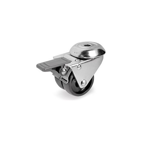 Roulette OEIL JUMELÉE pivotante à frein diamètre 75 mm polypropylène NOIR - 80 Kg (1/2)