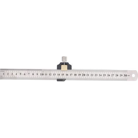 Règle en acier métrique impériale de 12 pouces, 30 cm, avec bloc de positionnement pour le marquage (1/5)