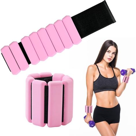 Poids Cheville,Lot de 2 poids pour poignets et chevilles réglables (2x0.225kg) Manchettes lestées portables pour entraînement, jogging, yoga, aérobic, marche, pilates