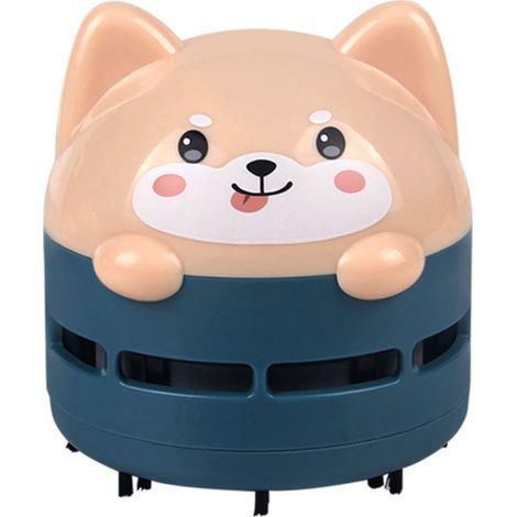 Aspirateur de bureau pour étudiants, aspiration puissante, aspirateur de bureau sans fil avec bac à poussière, bleu foncé.