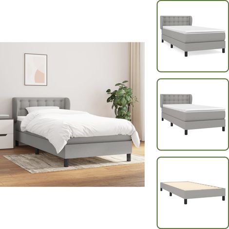 Cama con cabecero ajustable - vidaXL Cama box spring con colchón tela gris claro 80x200 cm - Colchón ensacado