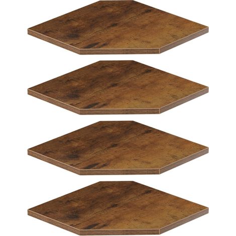 1 Étagère Murale D'angle, 4 Niveaux, Bois, Trous Câbles, 30cm, Pour Salon Bureau (1/5)