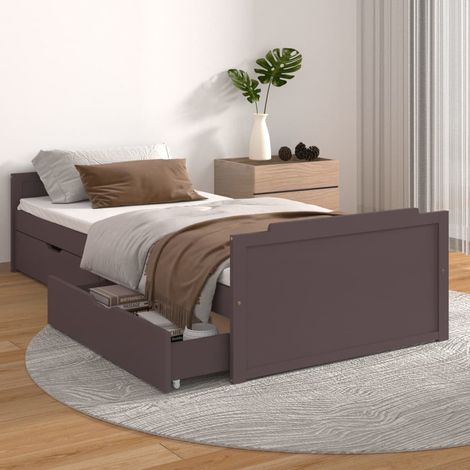 Estructura cama sin colchón madera pino marrón oscuro 90x200 cm