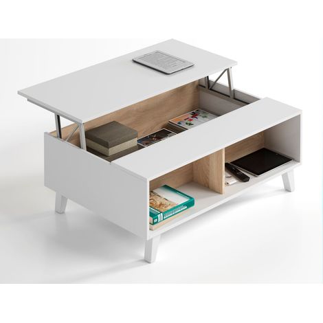 Mesa Centro elevable Zaiken blanco (1/2)
