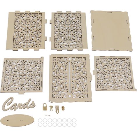Boîte Cadeau Bois Vide pour Cartes et Argent - Décoration Mariage et Réception - Facile à Assembler - Petit Modèle JM01319 (1/5)