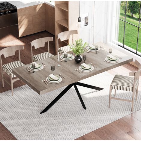 Tavolo da pranzo allungabile 140-180 cm grigio, contenitore nascosto, 4-6 persone (1/5)