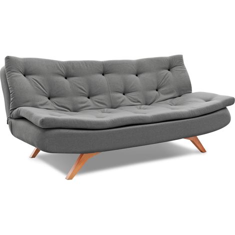 EVERGREENWEB - Divano 2 posti GRIGIO trasformabile in comodo divano Letto ad una piazza e mezzo con Materasso Futon Moderno Divano Letto Pieghevole per Soggiorno, Studio, Salotto, Camera Zoè (1/4)