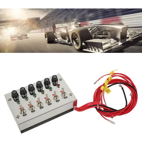 Panneau de commande à bascule en acier inoxydable à 6 positions, DC12/24V, adapté aux voitures de course, aux camping-cars et aux camions. (1/5)