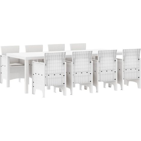 Maison Exclusive - Set da Pranzo per Giardino 9 pz Bianco Polipropilene (1/5)