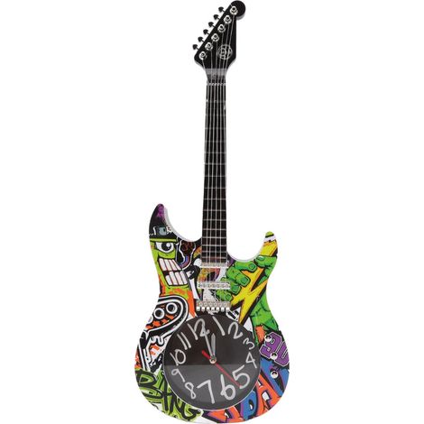 Horloge murale guitare, affichage précis de l'heure, décoration guitare pour chambre à coucher ou dortoir, avec support