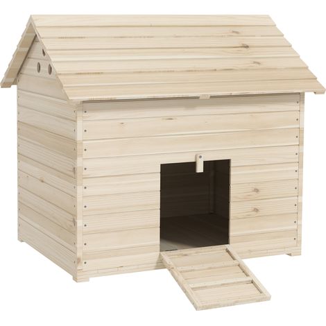 Pollaio per anatre in legno di abete con tetto apribile e rampa, 100 x 82,5 x 91 cm (1/5)