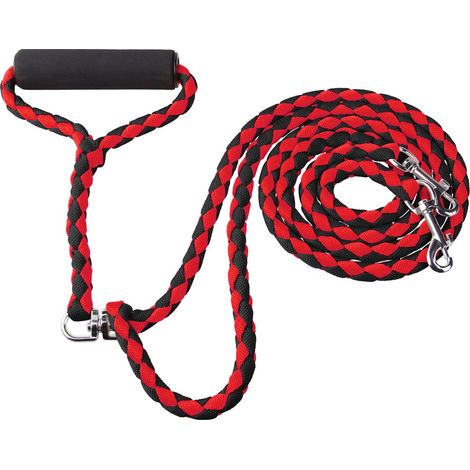 Doppelleine für Hunde – Geeignet für 2 Hunde – Reflektierende Doppelleine mit komfortablem Griff – Rot