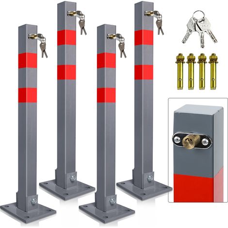 Jiubiaz Absperrpfosten 4X Parkplatzsperre Klappbar 66cm abschließbar rostfreier
