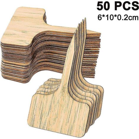50 étiquettes pour plantes en bambou, étiquettes en bois de type T (1/5)