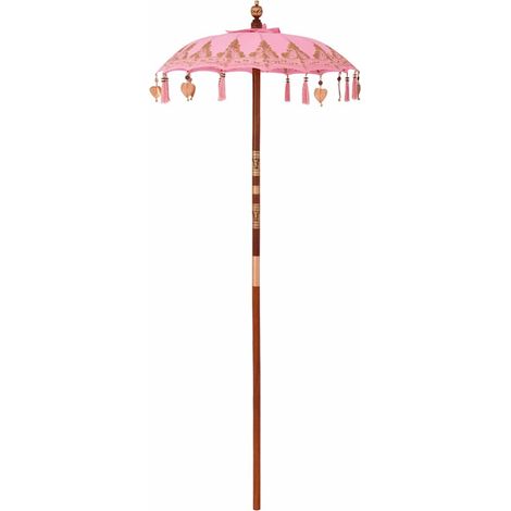 Parasol de jardin,Parasol balinais Rose (90-100) x 260 cm Coton et bois massif CFW89677 (1/5)