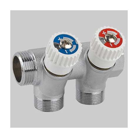 COLLETTORE INCLINATO CON RUBINETTI DI ARRESTO  3/4x1/2 (16) 3 Vie MF     MADE IN ITALY