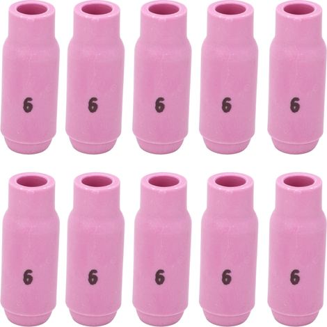 Kit de 10 buses céramiques 10N48 n° 6 pour soudage TIG avec torche WP17, 18 et 26.