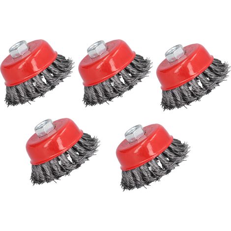 5 Brosse métallique à disque torsadée noeud pour meuleuse, décapage rouille, ébavurage, filetage M14, lot de 5 (1/5)