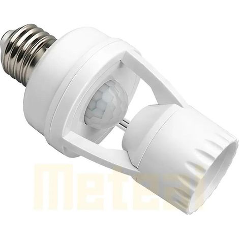 Casquillo E26/E27 para lámpara con sensor de movimiento, 60 W, detección de 360°, temporizador y sensibilidad a la luz ajustables, blanco. (1/5)
