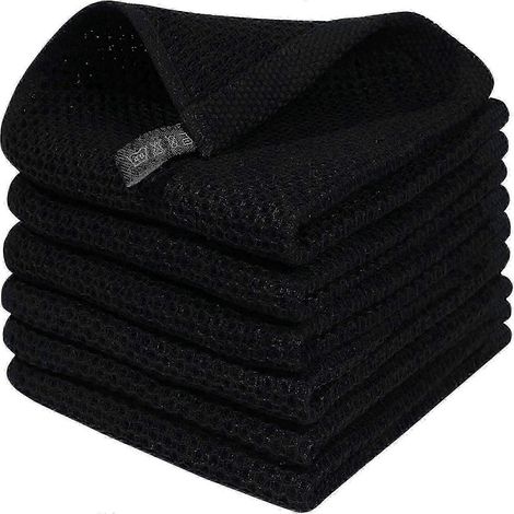 Lot de 6 torchons en éponge 100 % coton de qualité supérieure (34 x 34 cm), ultra-absorbants et munis d'une boucle de suspension. (1/5)