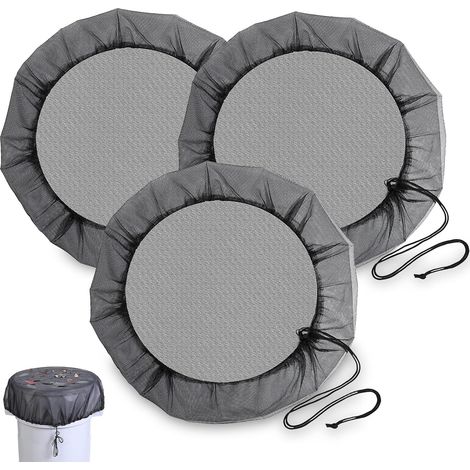 Lot de 3 couvercles ajustables pour seau de pluie, protège-bacs avec élastique, accessoire de récupération d’eau