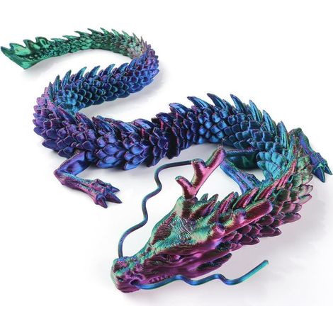 Dragon Chinois Imprimé en 3D Figurine Articulée Décoration d'Aquarium Statuette Licorne pour Bassin de Poisson Ornement de Bureau Original Modèle de Créature Mythique Flexible Jouet Sensoriel Antistre
