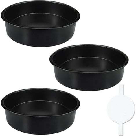 Lot de 3 moules à gâteau antiadhésifs de 20,3 cm avec noyau en acier inoxydable et revêtement non toxique, comprend 100 feuilles de papier sulfurisé prédécoupées pour chefs professionnels et (1/5)