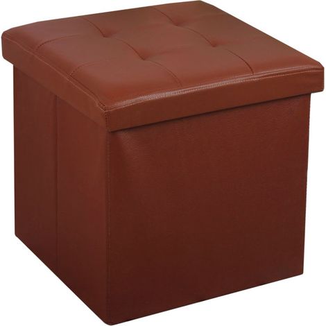 Coffre de Rangement Pouf Pliable PVC 38cm - choco