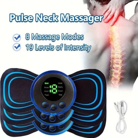 Tapis de massage cervical EMS mini avec télécommande, patch stimulateur et électrodes en gel portables et fines.-AquaForge (1/5)
